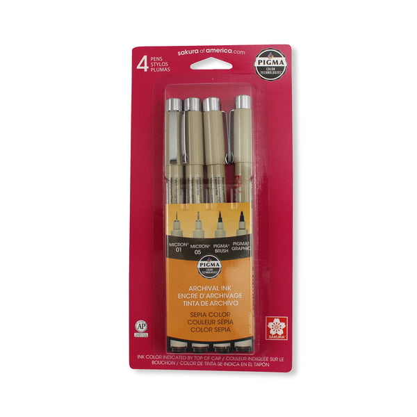 Sakura Pigma Micron Sepia 4-Piece Set